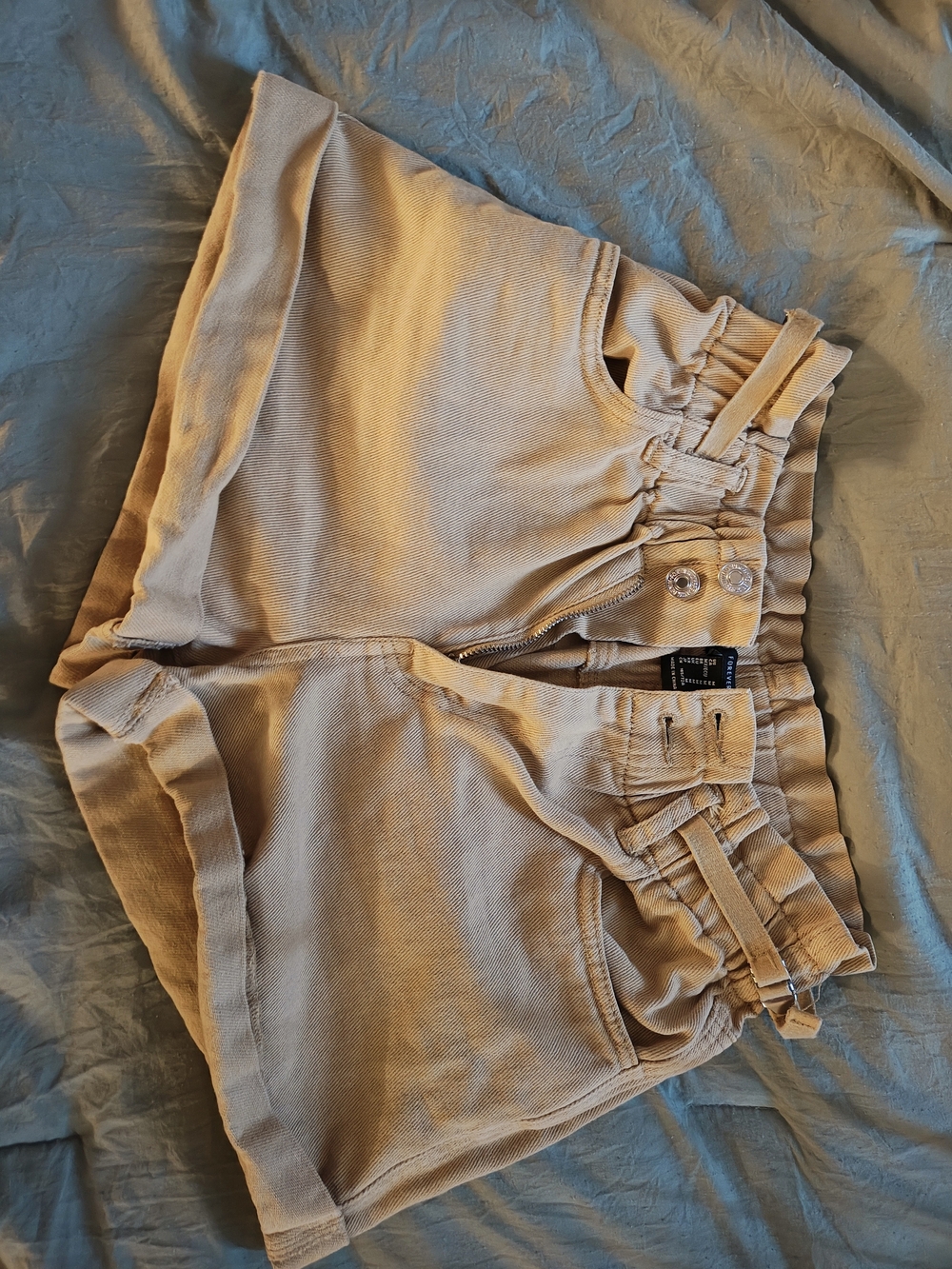 Forever 21 Tan Paperbag Waist Cargo Shorts